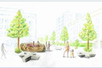 „Ein Nest für Menschen“ – Mitmach-Kunstaktion bringt Natur auf den Ella-Lingens-Platz