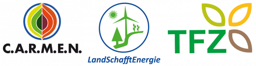 Logos C.A.R.M.E.N. e.V., LandSchafftEnergie, TFZ